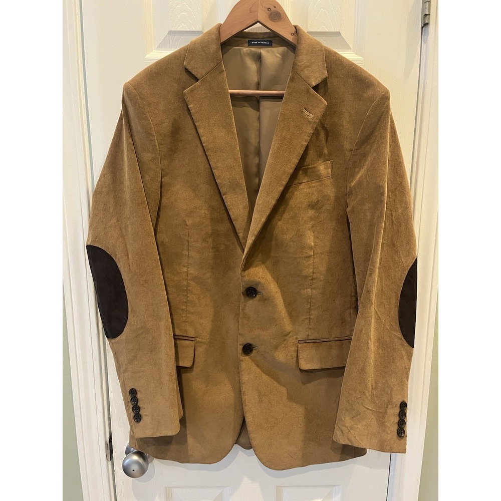 Stafford Classic Fit Brown Micro‎ Corduroy Blazer Sport Coat Suede Elbow Pad 40R